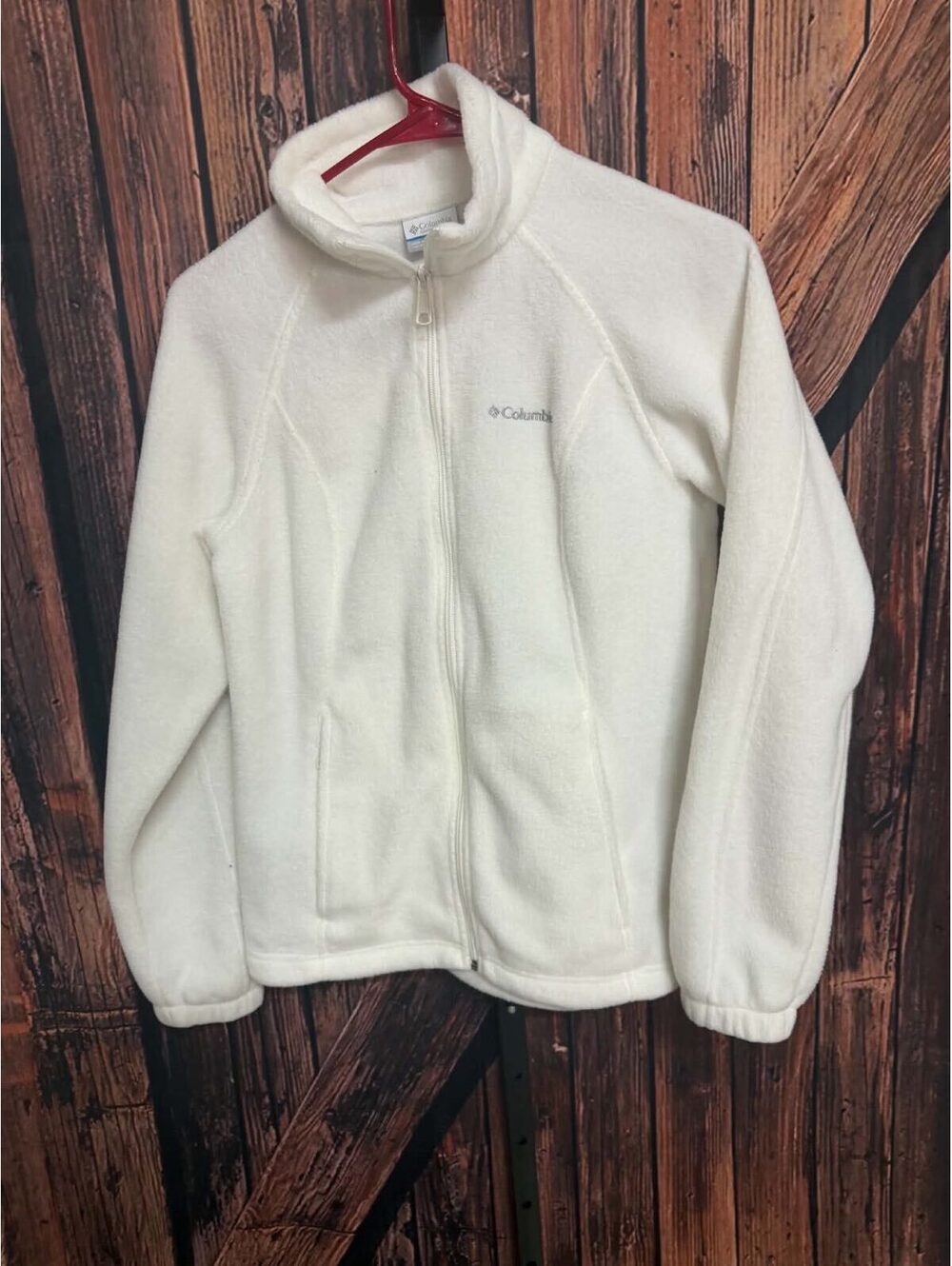 Columbia White Full-Zip Fleece Jacket Size Small